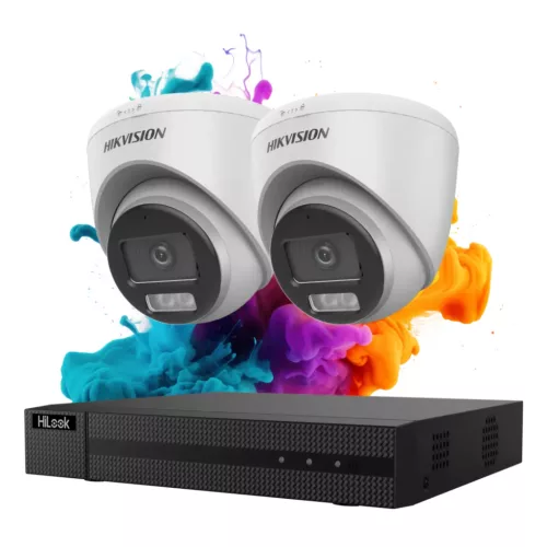 Hikvision HiLook ColorVu 2‑Kamera Sicherheits‑Domekamerasystem 5 MP mit Farbnachtbild