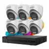 Hikvision HiLook ColorVu 6-Kamera Sicherheits-Dome-Kamerasystem 5 MP mit farbiger Nachtsicht