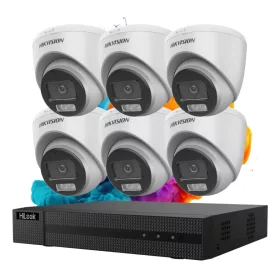   Hikvision HiLook ColorVu 6-Kamera Sicherheits-Dome-Kamerasystem 5 MP mit farbiger Nachtsicht