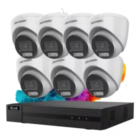   Hikvision HiLook ColorVu 7-Kamera Sicherheits-Dome-Kamerasystem 5 MP mit farbiger Nachtsicht