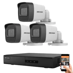   Hikvision IP-Kamerasystem mit 3 Überwachungskameras 2MP Full HD