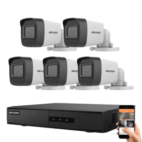 Hikvision IP Kamerasystem mit 5 Überwachungskameras, 2MP Full HD