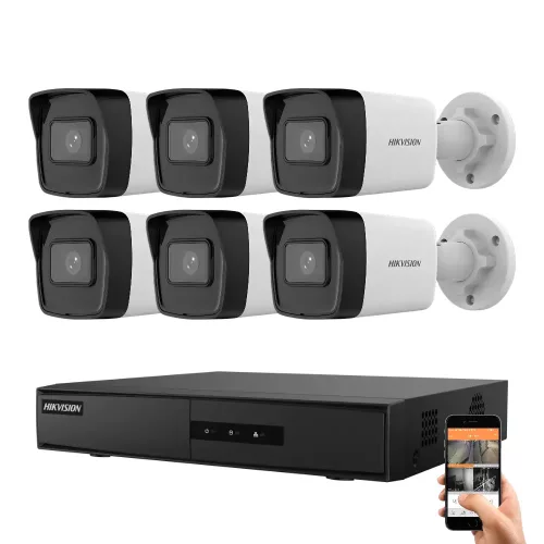 Hikvision IP-Kamerasystem mit 6 Überwachungskameras 4MP