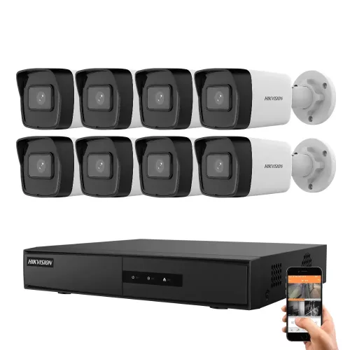 Hikvision IP-Kamera-System mit 8 Sicherheitskameras, 4 MP