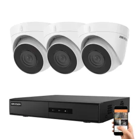   Hikvision IP-Kamerasystem mit 3 Dome-Überwachungskameras 4MP