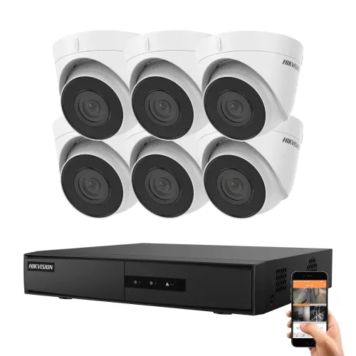 Hikvision 6 Dome Sicherheitskameras IP Kamerasystem 4MP