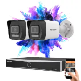   Hikvision IP Kamera System mit 2 Überwachungskameras, 8MP mit Farbnachtsicht