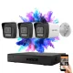 Hikvision IP-Kamerasystem mit 3 Sicherheitskameras, 4 MP und farbiger Nachtsicht