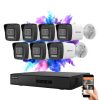Hikvision IP-Kamera-System mit 7 Überwachungskameras, 4 MP und farbiger Nachtsicht