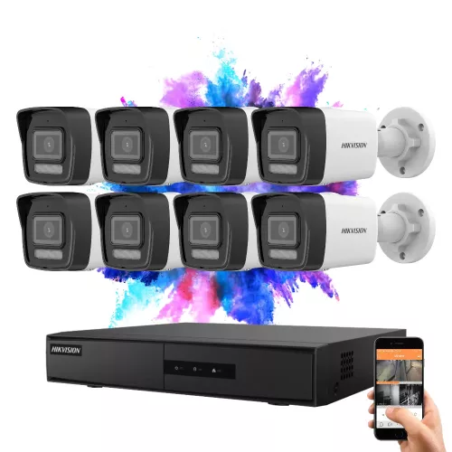 Hikvision IP-Kamerasystem mit 8 Überwachungskameras, 4MP und Farbnachtsicht