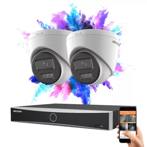 Hikvision 2-Dome-IP-Kamera-System 8 MP mit Farbnachtsicht