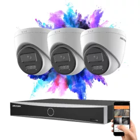   Hikvision 3-Dome IP-Kamera-Sicherheits­system 8 MP mit Farbnachtsicht