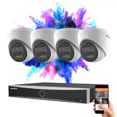 Hikvision 4 Dome IP Kamera-System 8MP mit Farbnachtsicht