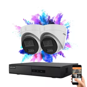   Hikvision 2-Dome-IP-Kamera-Sicherheitssystem 4 MP mit Farbnachtsicht