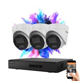   Hikvision 3-Dome IP-Kamera-Sicherheitssystem 4 MP mit Farbnachtsicht