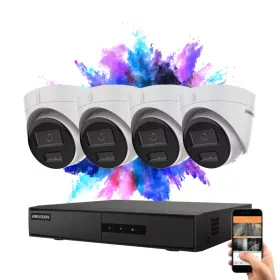   Hikvision 4-Dome-IP-Überwachungskamera-System 4 MP mit Farbnachtsicht