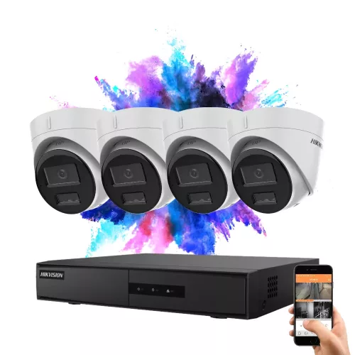 Hikvision 4-Dome-IP-Überwachungskamera-System 4 MP mit Farbnachtsicht
