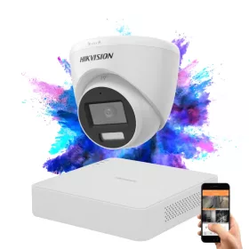   Hikvision TurboHD-TVI Dome-Kamera-Set mit 1 Kamera, 5 MP und Farbbild bei Nacht