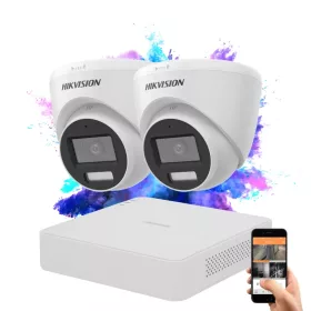   Hikvision TurboHD-TVI Dome-Kamera-Set mit 2 Kameras, 5 MP und Farbnachtsicht