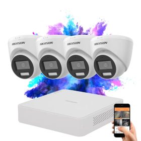   Hikvision TurboHD-TVI Dome Kamerasystem mit 4 Kameras, 5 MP und farbiger Nachtsicht