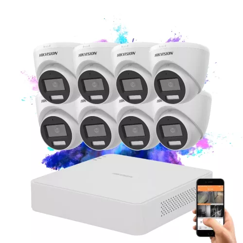 Hikvision TurboHD-TVI Dome-Kamera-Set mit 8 Kameras, 5 MP und farbiger Nachtsicht