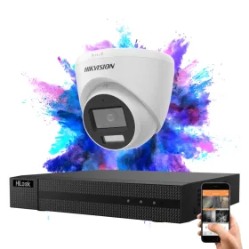   Hikvision HiLook TurboHD-TVI Dome-Kamera-Set mit 1 Kamera, 5 MP und Farbnachtsicht