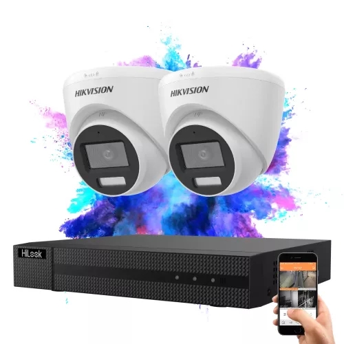 Hikvision HiLook TurboHD-TVI Dome-Kamera Set mit 2 Kameras, 5 MP und Farbnachtsicht