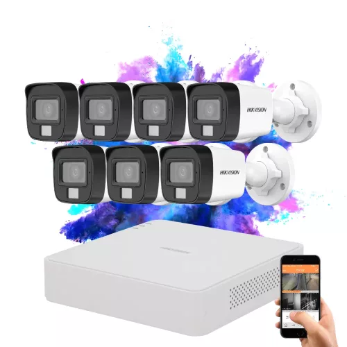 Hikvision TurboHD-TVI Kamerasystem mit 7 Kameras, 5 MP und Farbbild bei Nacht