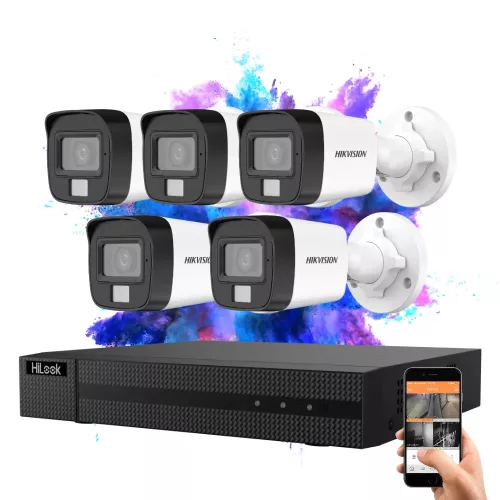 Hikvision HiLook TurboHD-TVI Kamerasystem mit 5 Kameras, 5MP und Farbnachtsicht