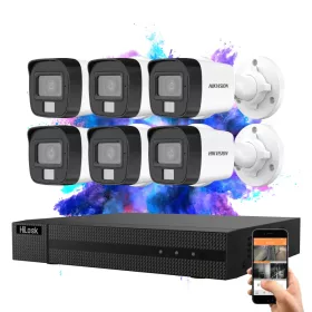   Hikvision HiLook TurboHD-TVI Kamera-Set mit 6 Kameras, 5 MP und Farbnachtsicht