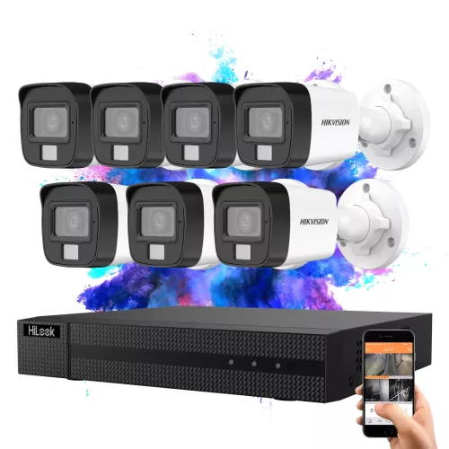 Hikvision HiLook TurboHD-TVI Kamerasystem mit 7 Kameras, 5 MP und Farbbild bei Nacht