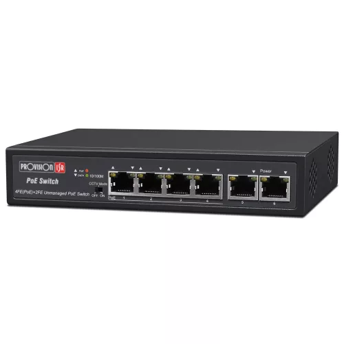 Provision PoE Switch 4+2 Port 60W für IP-Kamerarendsysteme