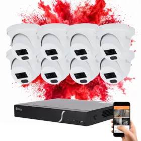   Safire 8 dome biztonsági kamerás IP kamera rendszer 4MP színes éjszakai képpel