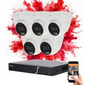   Safire 5 dome biztonsági kamerás IP kamera rendszer 6MP színes éjszakai képpel
