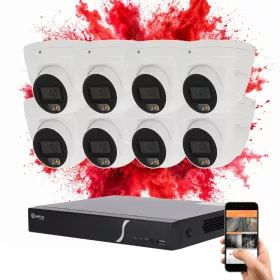   Safire 8 dome biztonsági kamerás IP kamera rendszer 6MP színes éjszakai képpel
