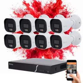   Safire 8 biztonsági kamerás IP kamera rendszer 8MP színes éjszakai képpel