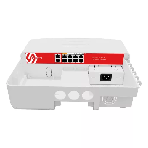 Safire SF-SW8FE2GE-2BT-120W-OUT kültéri Hi-PoE switch 8 PoE porttal (2x1GB/s uplink, 120W)