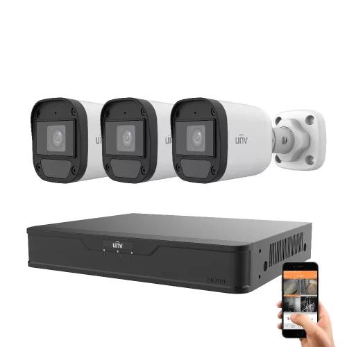 Uniview Kamerasystem mit 3 Sicherheitskameras 5 MP