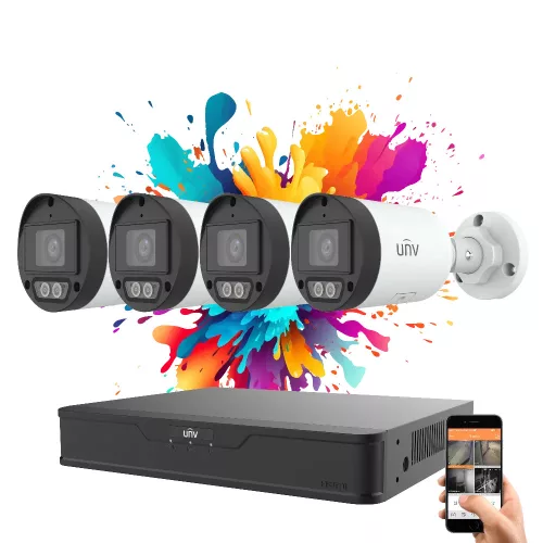 Uniview 4-Kanal IP-Kamerasystem mit 4MP und Farbnachtsicht