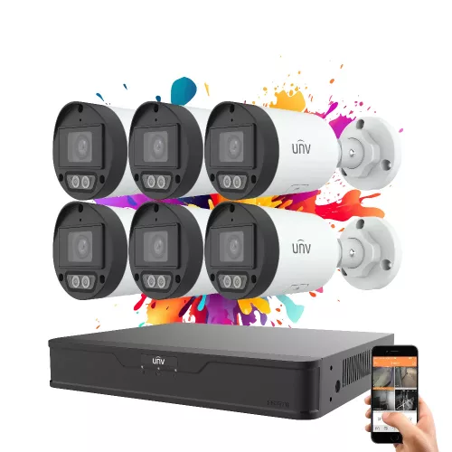 Uniview 6-Kamera IP-Überwachungssystem 4MP mit farbiger Nachtsicht