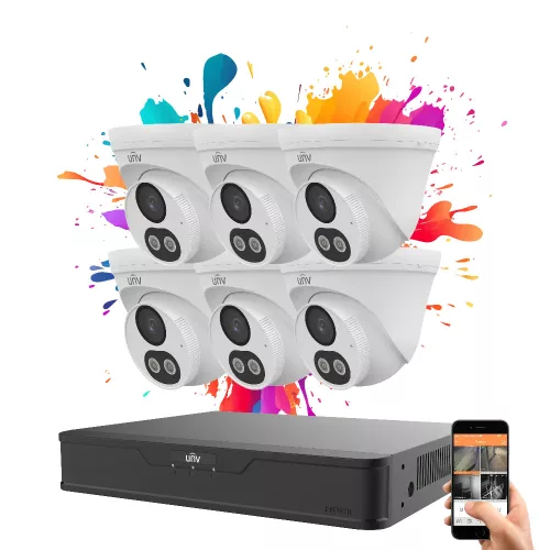 Uniview 6-Dome-IP-Kamera-System mit 4 MP und farbiger Nachtsicht