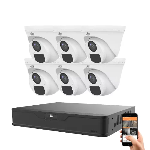 Uniview 6 Dome Sicherheitskamerasystem mit 5 MP Kameras
